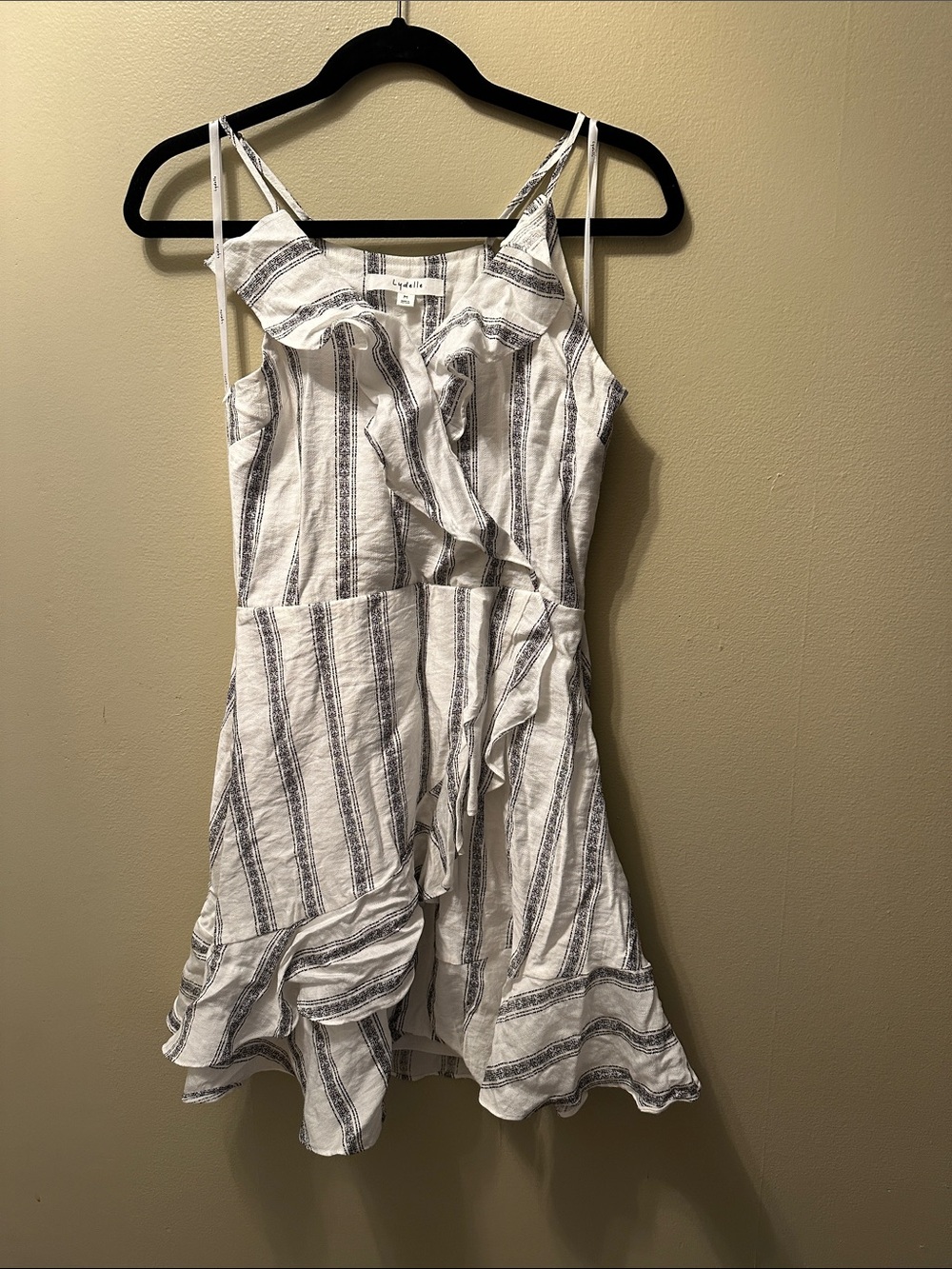 Striped Ruffle Sundress - White & Navy